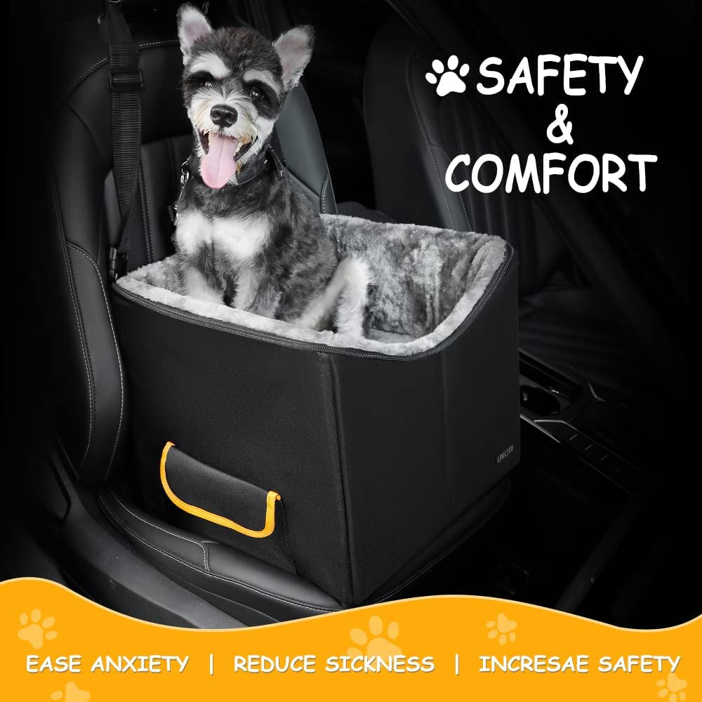 Elevated Dog Car Seat & Booster for Small Dogs and Cats - Pet Travel Carrier Bed with Adjustable Straps