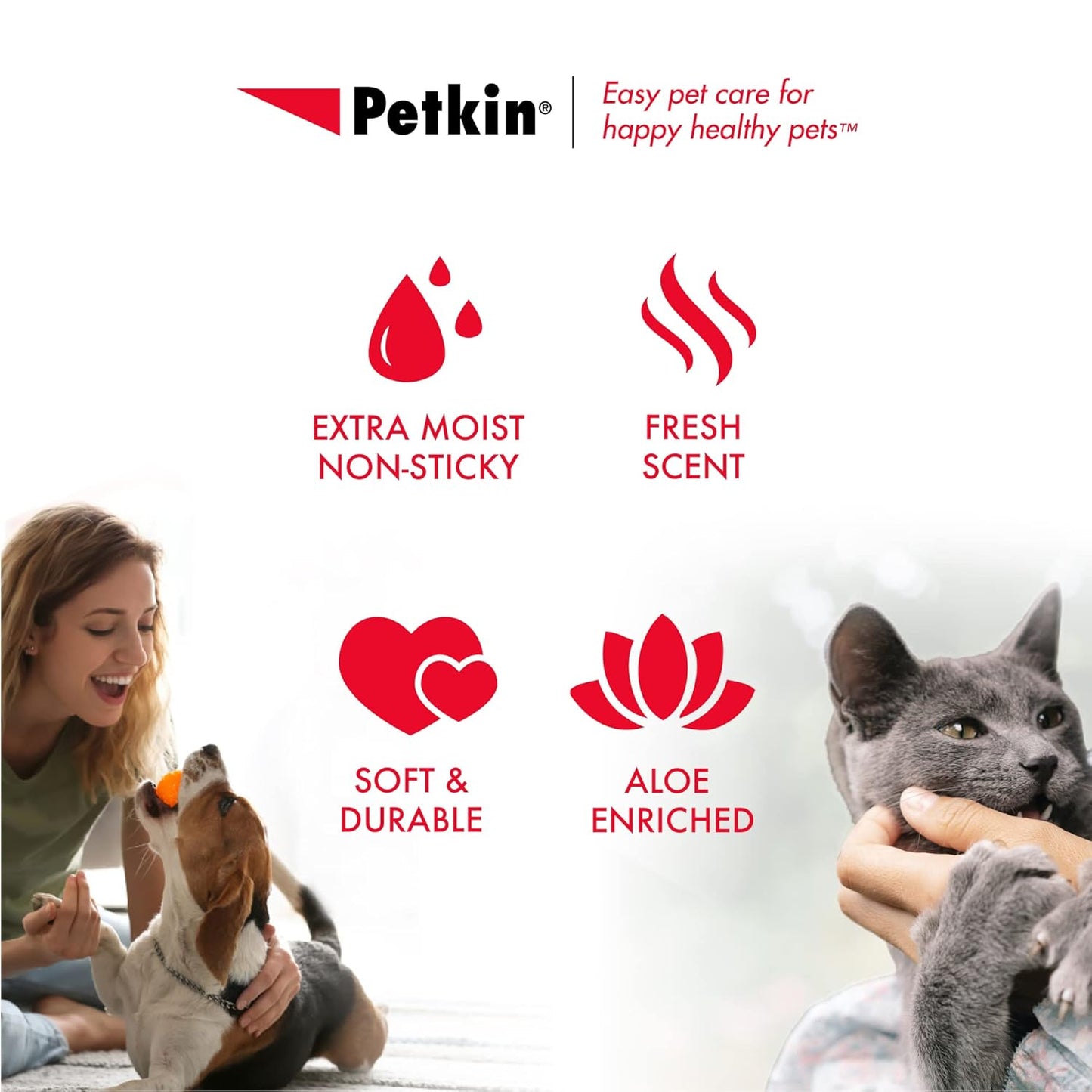 Premium Pet Wipes for Dogs & Cats - 100 Extra-Large Wipes | Removes Dirt & Odor | Cleans Ears, Face, Butt & Eye Area | Convenient for Home & Travel