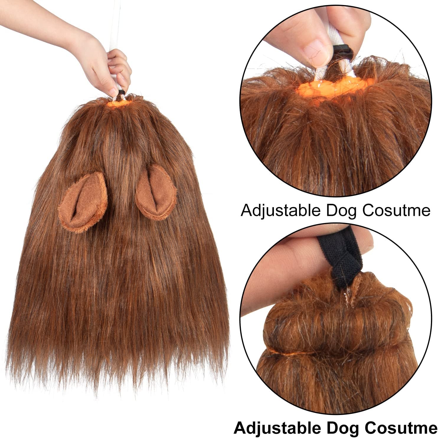 Realistic Dark Brown Lion Mane Costume for Medium to Large Dogs - Perfect for Halloween