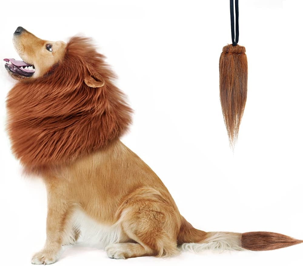 Realistic Dark Brown Lion Mane Costume for Medium to Large Dogs - Perfect for Halloween