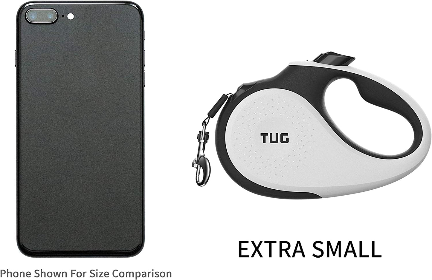 Compact 360° Tangle-Free Retractable Dog Leash with Anti-Slip Handle | 10 Ft Nylon Tape | One-Handed Brake, Pause, Lock (White)