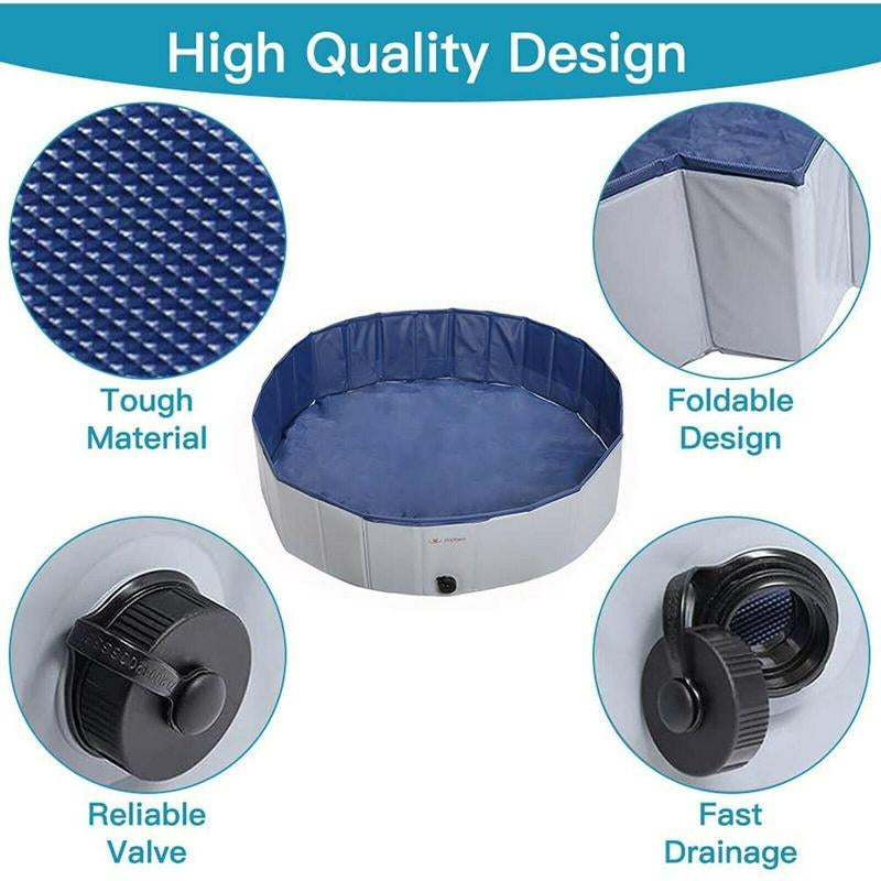 SplashPaws™ Foldable Dog Pool – Leakproof Portable Pet Bath & Summer Splash Tub 
