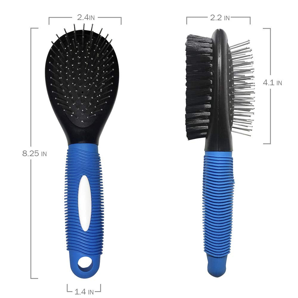 Furrview Pet Grooming Brush - Black and Blue, Bristle and Pin Comb for All Breeds and Coat Types, Removes Shedding Hair, Ideal for Dogs and Cats