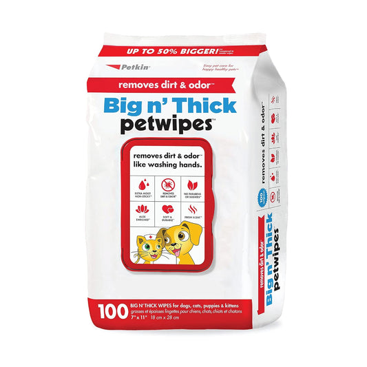 Premium Pet Wipes for Dogs & Cats - 100 Extra-Large Wipes | Removes Dirt & Odor | Cleans Ears, Face, Butt & Eye Area | Convenient for Home & Travel