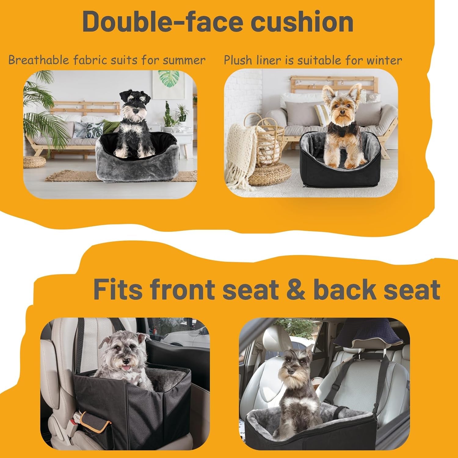 Elevated Dog Car Seat & Booster for Small Dogs and Cats - Pet Travel Carrier Bed with Adjustable Straps