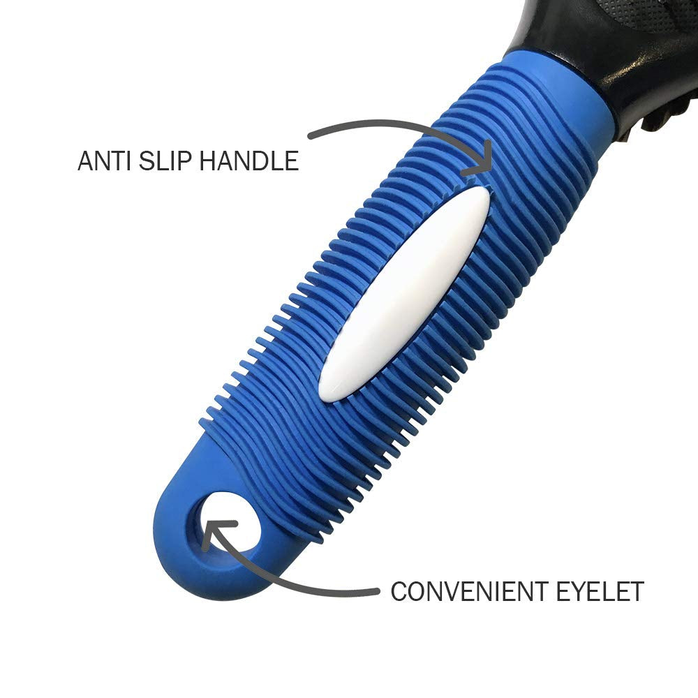 Furrview Pet Grooming Brush - Black and Blue, Bristle and Pin Comb for All Breeds and Coat Types, Removes Shedding Hair, Ideal for Dogs and Cats
