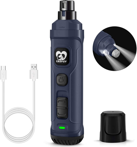 Powerful 2-Speed Dog Nail Grinder with LED Lights - Quiet, Painless Electric Pet Nail Trimmer for Small, Medium, Large Dogs & Cats - Professional Grooming & Smoothing